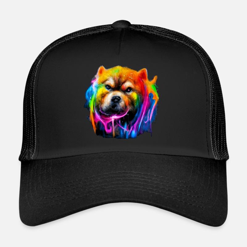 Chow Chow Design in Farbe - Trucker Cap - Schwarz/Schwarz