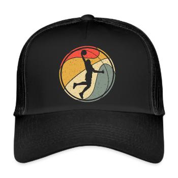 Basketball Spieler Retro Dunking Basketballer - Trucker Cap - Schwarz/Schwarz - Vorne