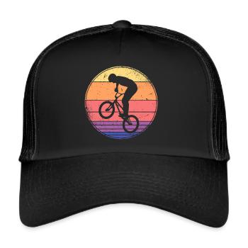 BMX Fahrrad Retro Kinder Motiv Freestyle BMX Junge - Trucker Cap - Schwarz/Schwarz - Vorne