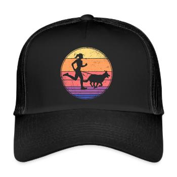 Canicross Läuferin Geländelauf Frauen - Trucker Cap - Schwarz/Schwarz - Vorne