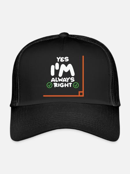 Professeur de mathématiques Oui j’ai toujours raison - Casquette trucker  - noir/noir - Devant