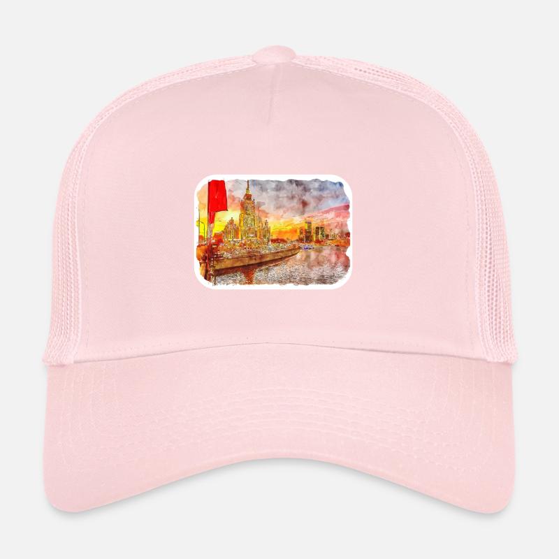 Moscou Russie Aquarelle Esquisse Dessinée Peinture Casquette trucker 