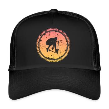 Vintage Stunt Scooter Roller E-Scooter E-Roller - Trucker Cap - Schwarz/Schwarz - Vorne