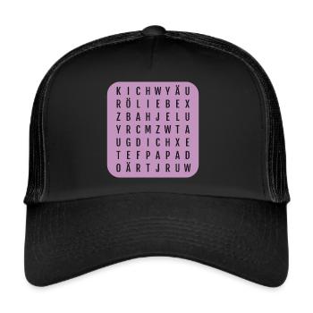 Wortsuch Ich liebe dich Papa shirt - Trucker Cap - Schwarz/Schwarz - Vorne