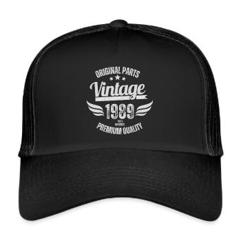 Année de naissance 1989 cadeau d'anniversaire - Casquette trucker  - noir/noir - Devant