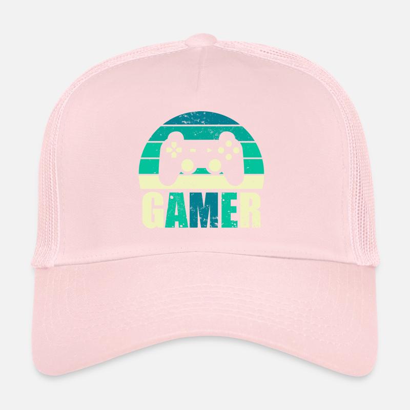 Gamer Vintage Sunset Gaming Controller Casquette trucker 