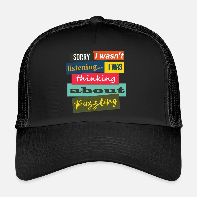 Thinking About Puzzling Jigsaw Hobby Puzzler Trucker Cap