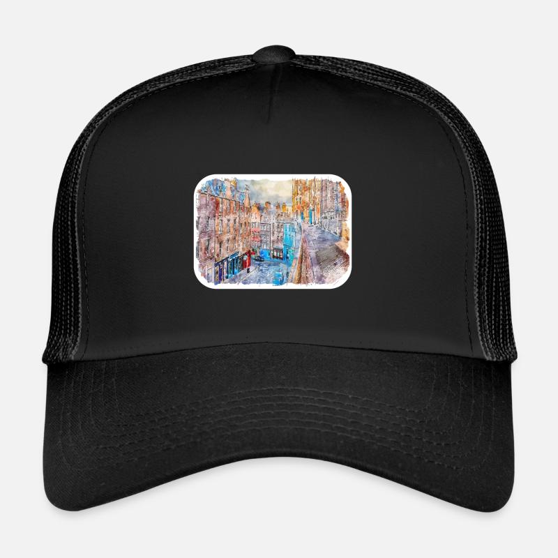 Édimbourg Ecosse Royaume-Uni Aquarelle Esquisse Dessinée Douleur Casquette trucker 