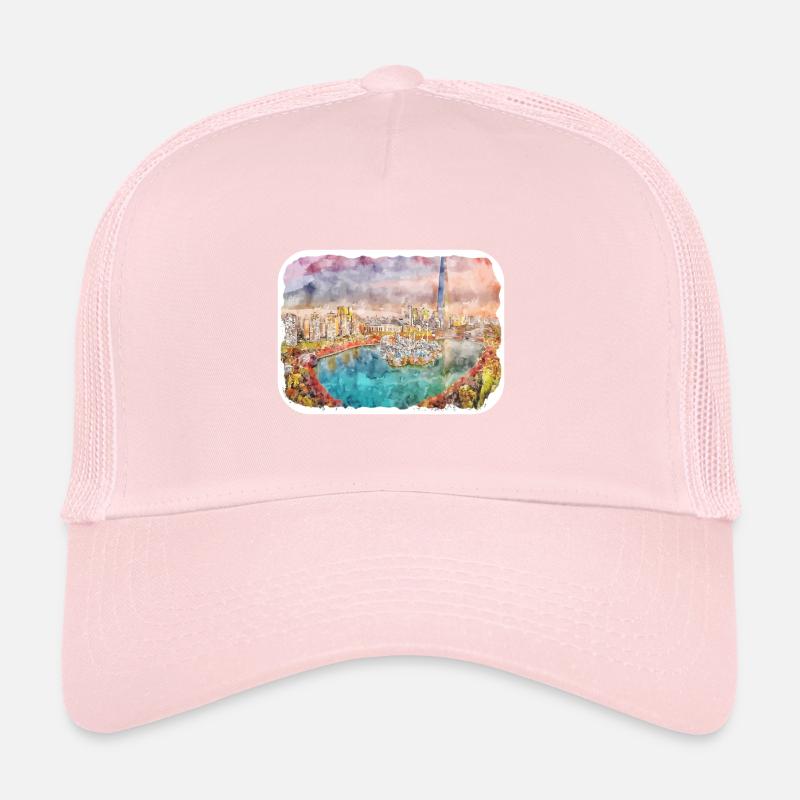 Corée du Sud Point de repère Aquarelle Dessin d’esquisse Casquette trucker 