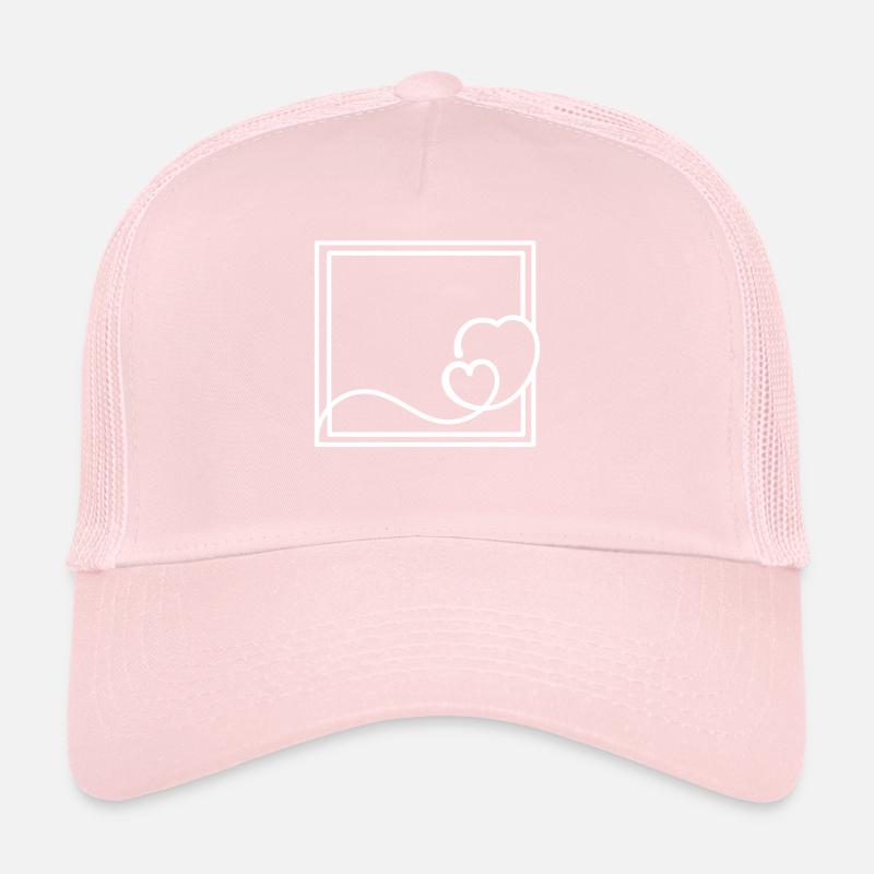 Weißer Herz Rahmen Quadratisch Deko Trucker Cap