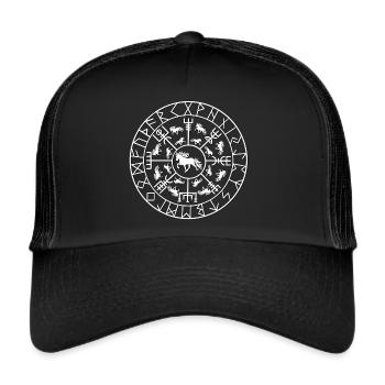 Wikinger Runen mit Tölt - Trucker Cap - Schwarz/Schwarz - Vorne