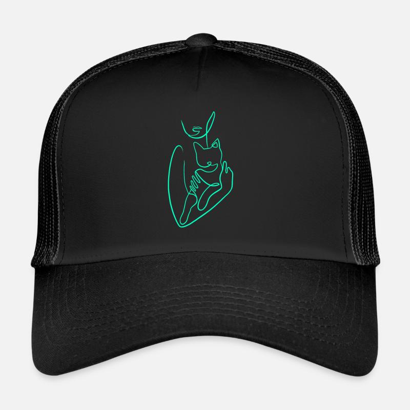 Einzeilige Katzenliebe - Trucker Cap - Schwarz/Schwarz