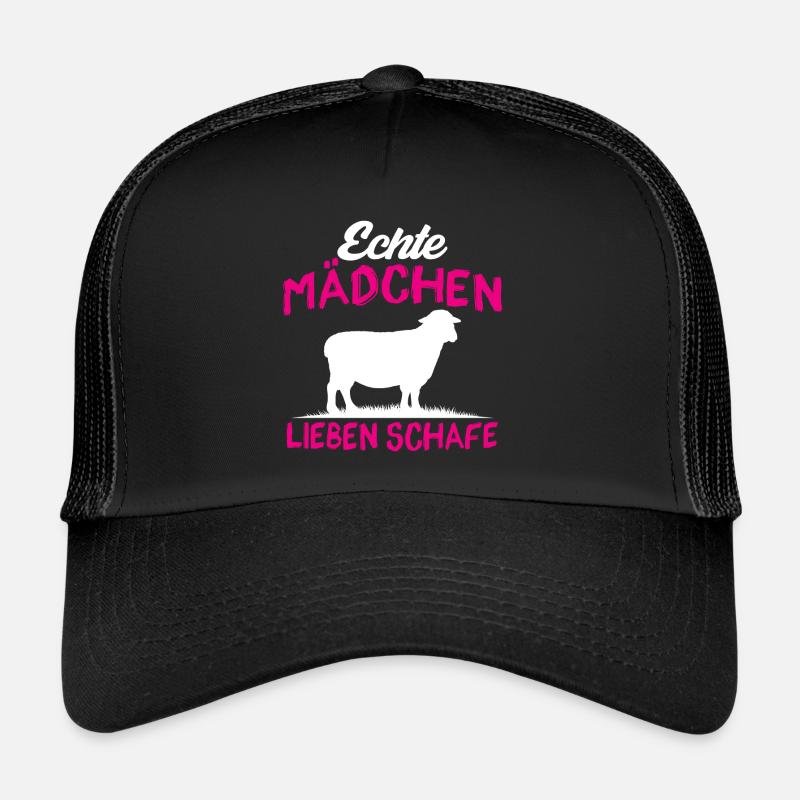 Echte Mädchen lieben Schafe - Trucker Cap - Schwarz/Schwarz