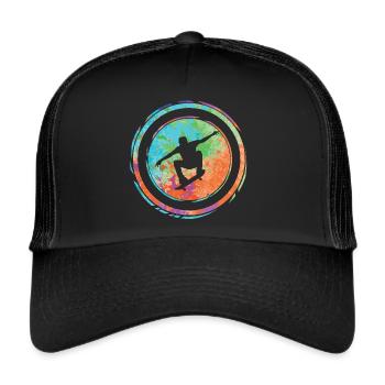 Skater Skateboard Tricks Skateboarding - Trucker Cap - Schwarz/Schwarz - Vorne