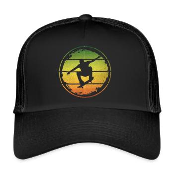 Skater Tricks Skateboard Skateboarding - Trucker Cap - Schwarz/Schwarz - Vorne