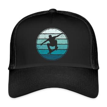 Skateboarding Skaten Skater Tricks Skateboard - Trucker Cap - Schwarz/Schwarz - Vorne