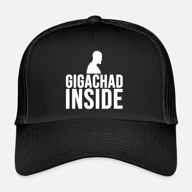 Gigachad innen (weiß) - Trucker Cap - Schwarz/Schwarz