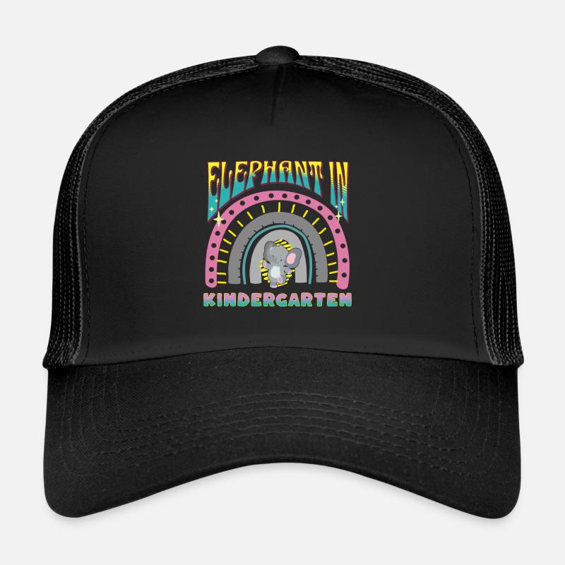 éléphant dans la conception de bande arc-en-ciel de maternelle Casquette trucker 