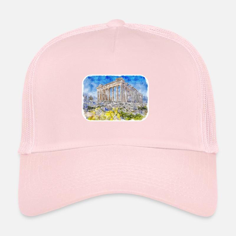 Athènes Grèce Aquarelle Sketch Illustration Casquette trucker 