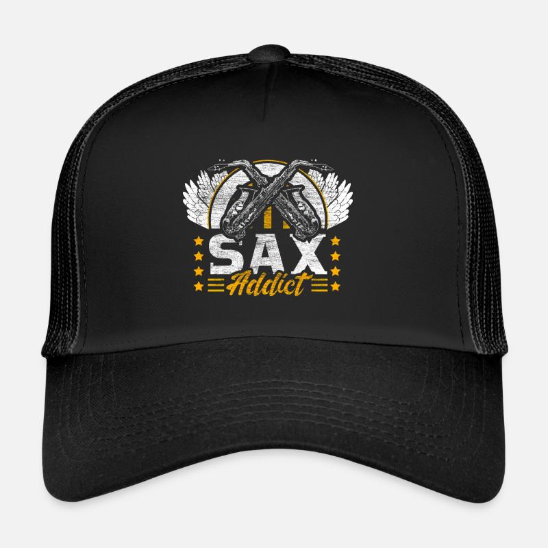 Saxophon Jazz Musik Geschenkidee - Trucker Cap - Schwarz/Schwarz