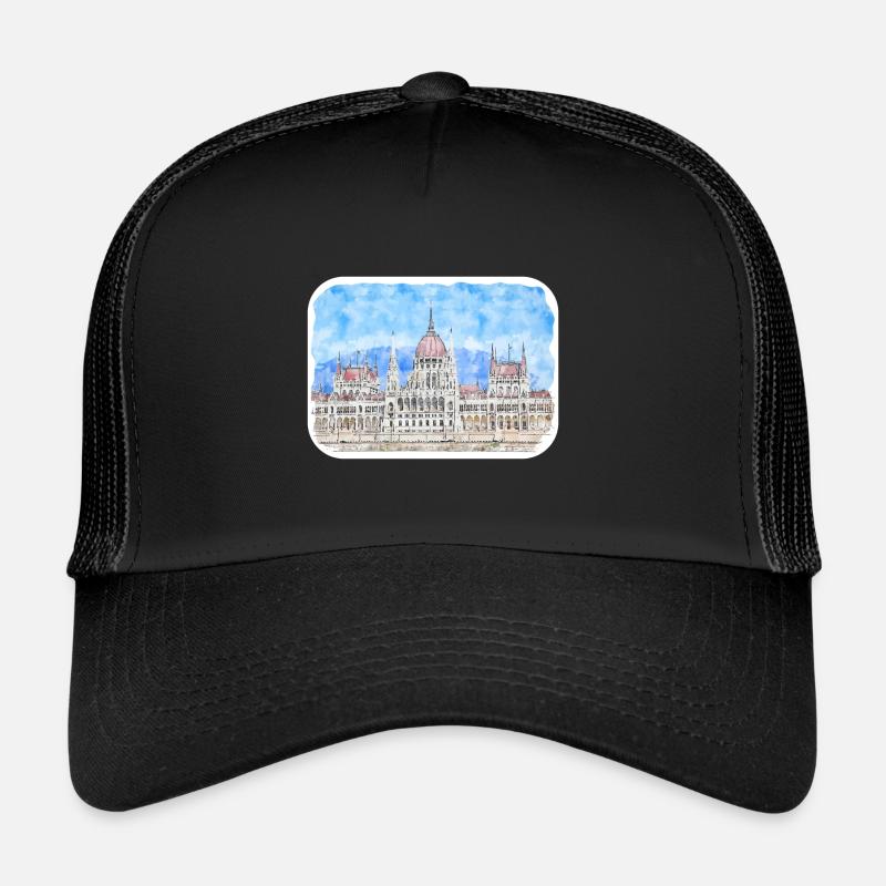 Budapest Hongrie Aquarelle Esquisse Dessin Dessin Casquette trucker 
