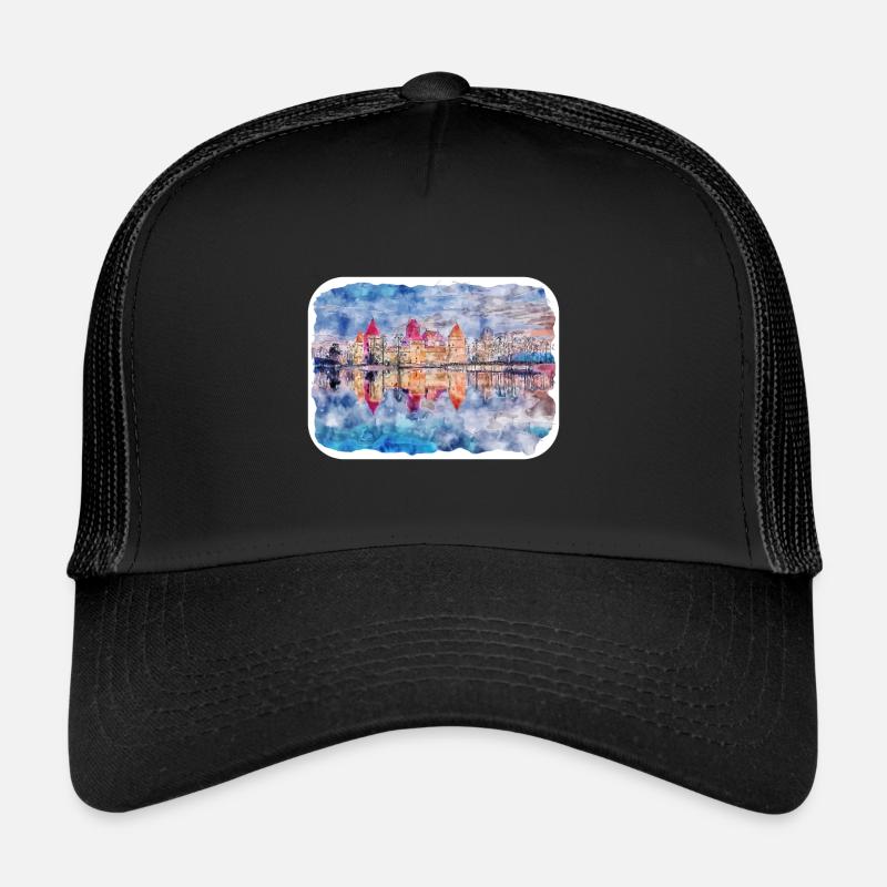 Illustration de l’esquisse à l’aquarelle de monument de Lituanie - Casquette trucker  - noir/noir