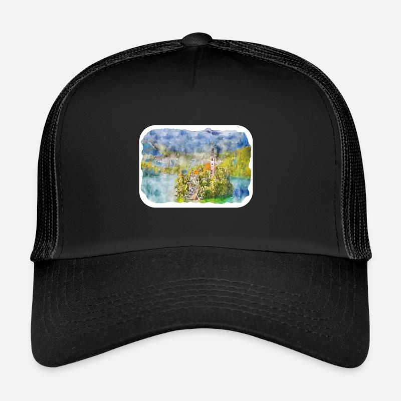 Illustration de l’esquisse à l’aquarelle de Slovénie Casquette trucker 
