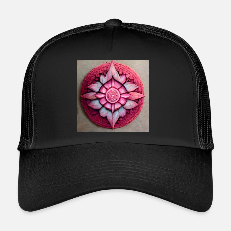 Pink Mandala Muster - Trucker Cap - Schwarz/Schwarz