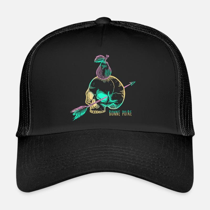 Totenkopfbirne gelb - Trucker Cap - Schwarz/Schwarz