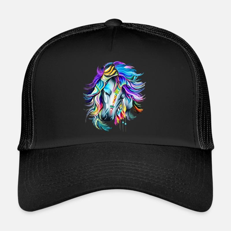 Pferdekopf Tribal - Trucker Cap - Schwarz/Schwarz