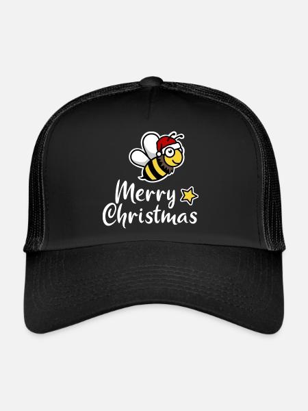 Christmas Bee merry Christmas Santa Claus - Trucker Cap - black/black - Front