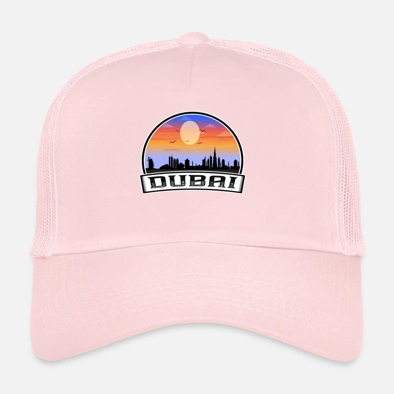 Dubaï Eau Skyline Vintage Sunset Souvenir de voyage Casquette trucker 