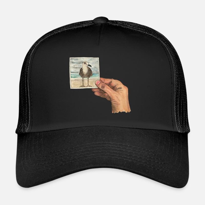Hand mit Foto einer Möwe Trucker Cap