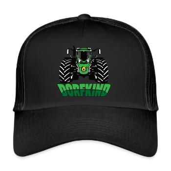 Dorfkind - Trecker, Traktor, Landwirtschaft, Agrar - Trucker Cap - Schwarz/Schwarz - Vorne