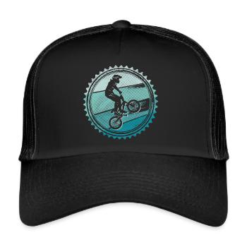 Fahrrad Radfahrer Retro Tricks BMX - Trucker Cap - Schwarz/Schwarz - Vorne