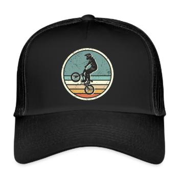 Fahrrad Radfahrer Vintage Stunt BMX - Trucker Cap - Schwarz/Schwarz - Vorne