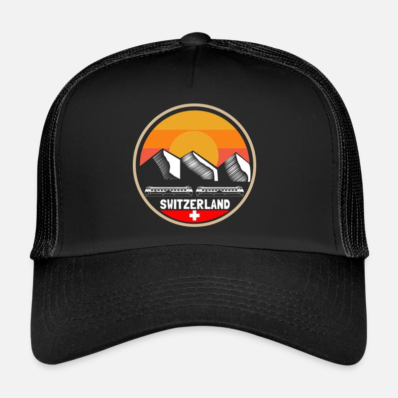 Schweiz Schweizerisch Stolz Geschenkidee - Trucker Cap - Schwarz/Schwarz
