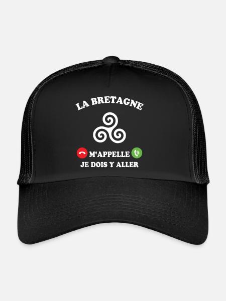 La bretagne m'appelle humour breton homme - Casquette trucker  - noir/noir - Devant
