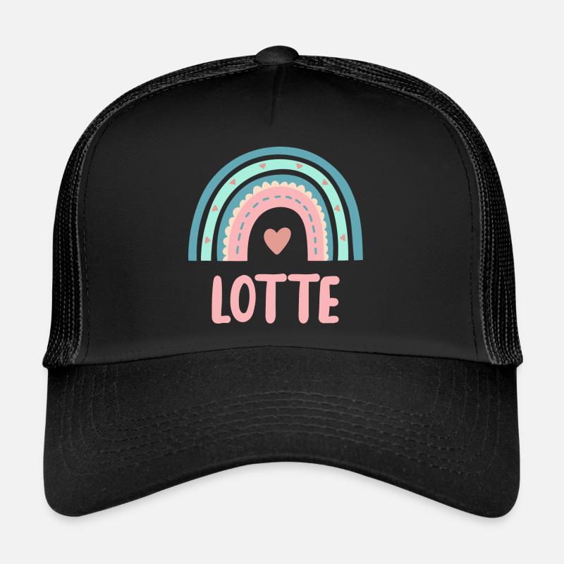 Lotte Name Regenbogen Baby - Trucker Cap - Schwarz/Schwarz