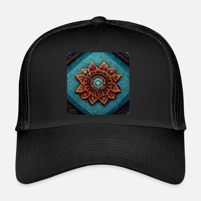 Boho Mandala Abstract - Trucker Cap - black/black