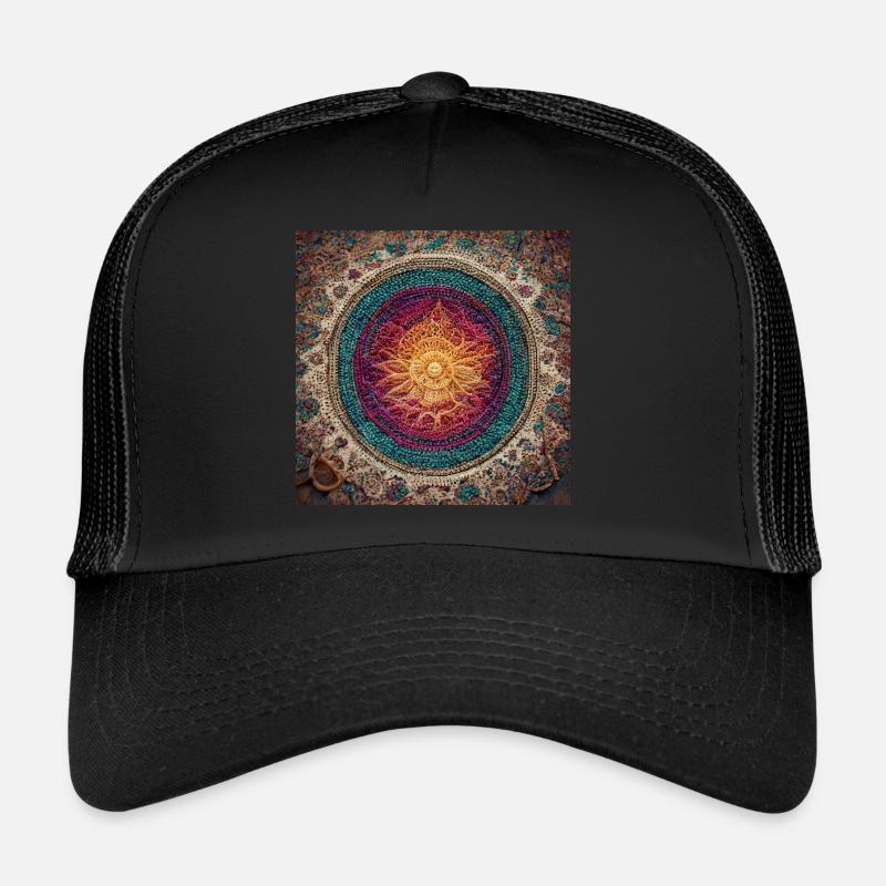 Boho Mandala Abstract - Trucker Cap - black/black