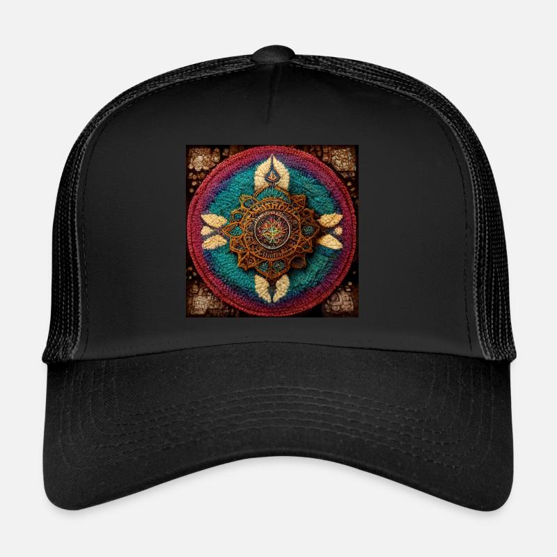 Boho Mandala Abstract - Trucker Cap - black/black
