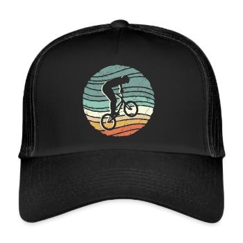 BMX Fahrrad Fahrer retro vintage Stunt BMX - Trucker Cap - Schwarz/Schwarz - Vorne