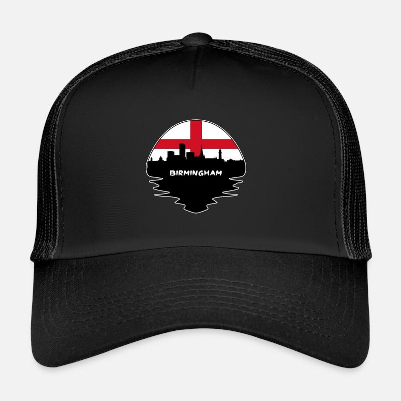 Birmingham Angleterre Drapeau Skyline Voyage Silhouette Casquette trucker 