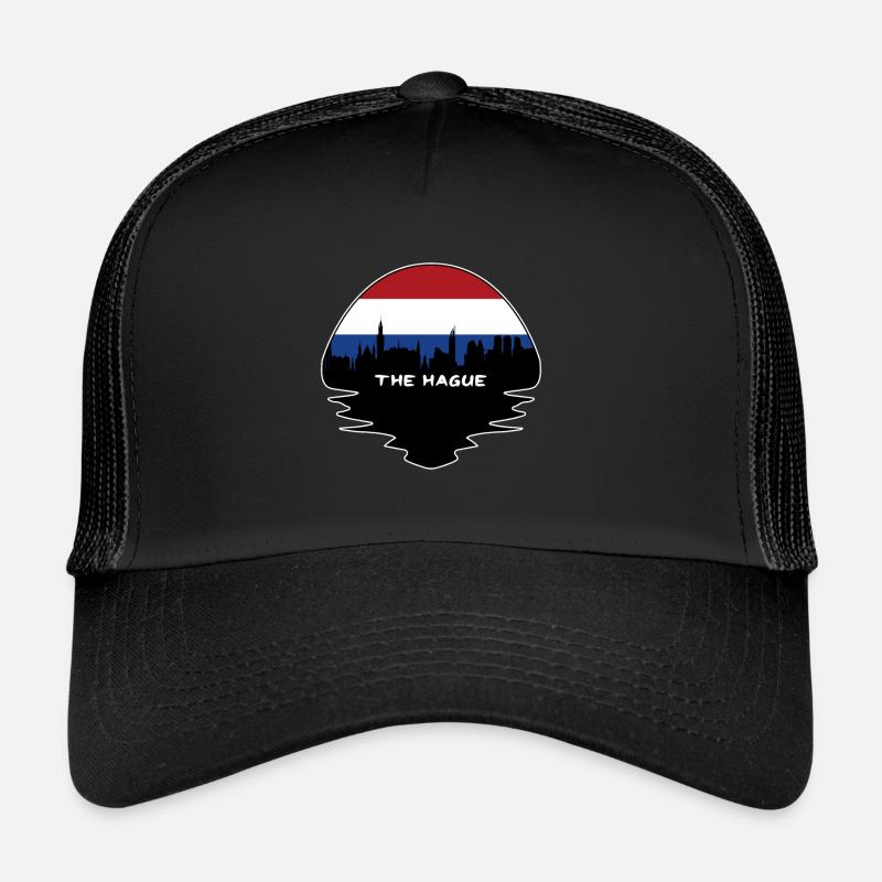 La Haye Pays-Bas Drapeau Skyline Silhouette Trav Casquette trucker 