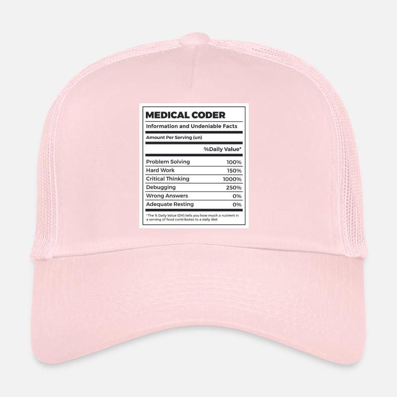 Drôle de codeur médical Valeur nutritive Casquette trucker 