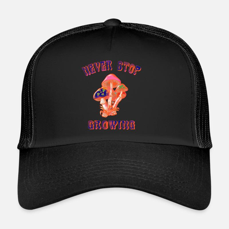 never stop black Trucker Cap