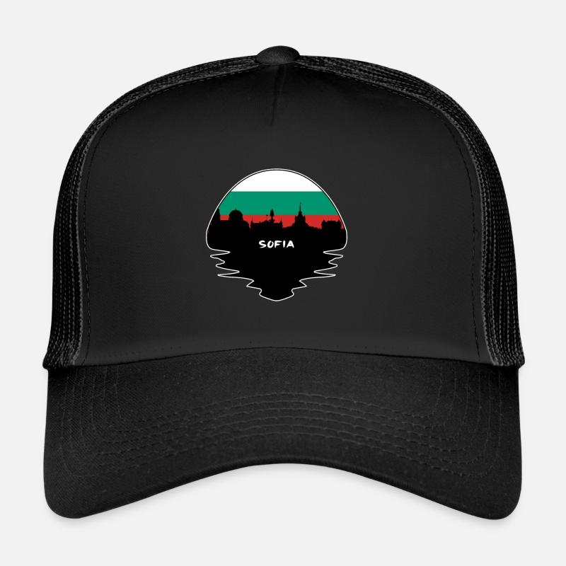 Sofia Bulgaria Flag Skyline Silhouette Travel Trucker Cap
