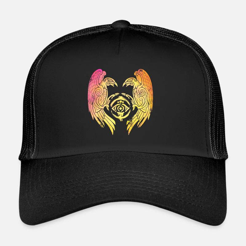 Hugin et Munin corbeau Vikings coloré Casquette trucker 