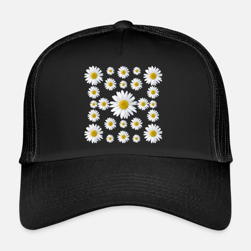 Margeriten Blume Gänseblümchen Blüte blumig floral - Trucker Cap - Schwarz/Schwarz